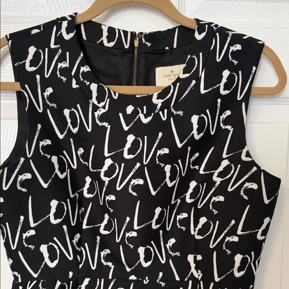 Kate Spade Mindy Black & White Love Graffiti Mini Dress - size 8